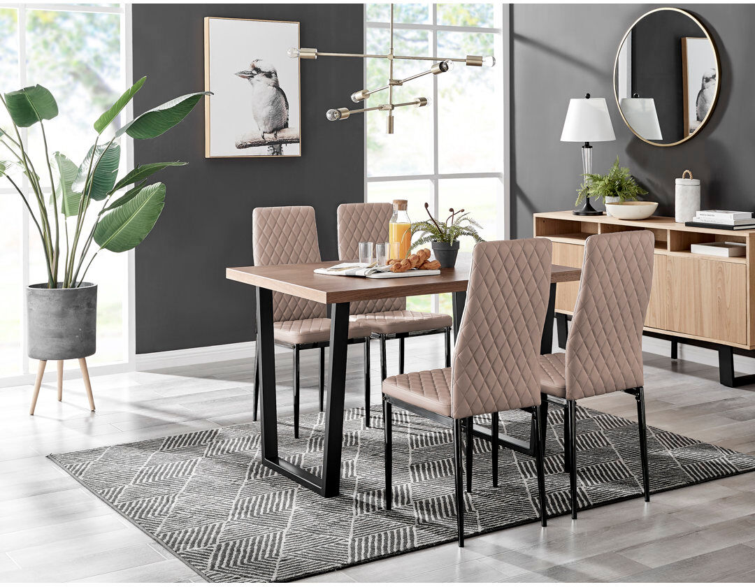 Canora Grey Eubanks 4 - Person Dining Set Cappuccino/Black 4