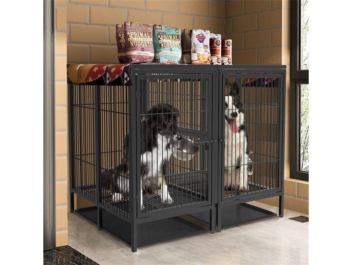Jsaluting-Grand parc en métal pour animaux de compagnie, maison de chenil avec serrure en acier et plateaux parfaits, rapDuty Dog jos
