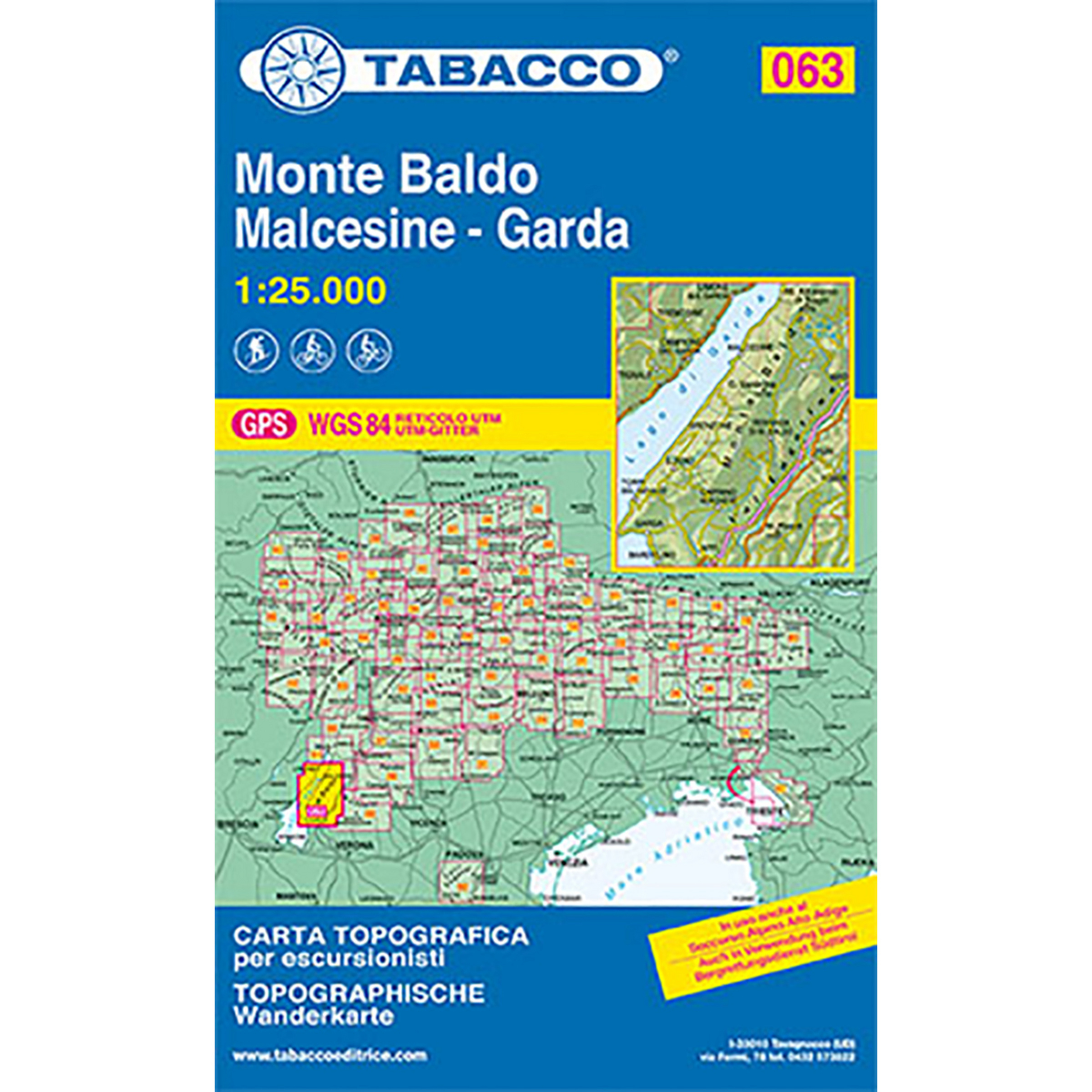 Tabacco Monte Baldo - Malcesine - Garda 063 Wanderkarte Topografische Karten