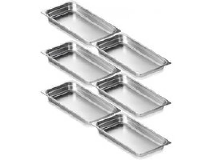 VEVOR Bac Gastronorme GN 1/1 Lot de 6, Récipient Inox pour Bain-marie 0,8 mm d'Épaisseur, Bac Inox Alimentaire 6,7 cm Profondeur, pour Fours à Convection, Réfrigérateurs, Stockage, Restauration