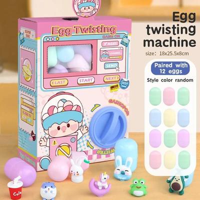 Uplift Essentials Mini Claw Machine And Capsule Toy Interactive Surprise Egg Dispenser pink Animals(12 Egg)