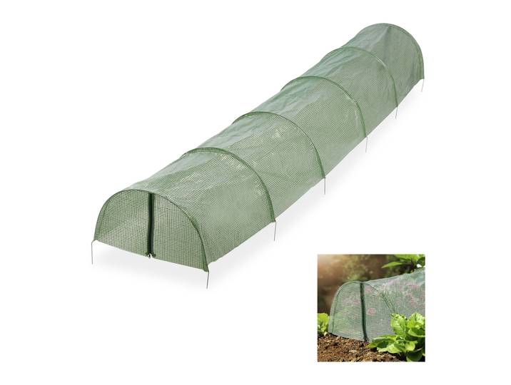 Tunnel de protection pour plantes Relaxdays avec fermeture éclair\, 2\,9 m de long\, tunnel de jardin pliable\, protection contre les nuisibles et les oiseaux\, vert