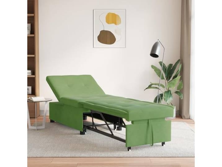 HEFZGDB Ausziehbares Sofa Bett 3-in-1 in Hellgrün mit Velours Bezug, Verstellbare Liegepositionen und Kompaktes Design für Kleine Räume, Weiches Velours Material und Einfache