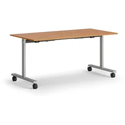 Mobiler Schreibtisch MATCH, 160x80 cm, graues Metallgestell, Kirschbaum
