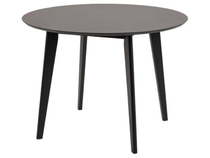 AC Design Furniture Roxanne Runder Esstisch für 4 Personen – Ø 105 cm, H 76 cm, Schwarzer Küchentisch mit Eichenfurnier, Retro-Design