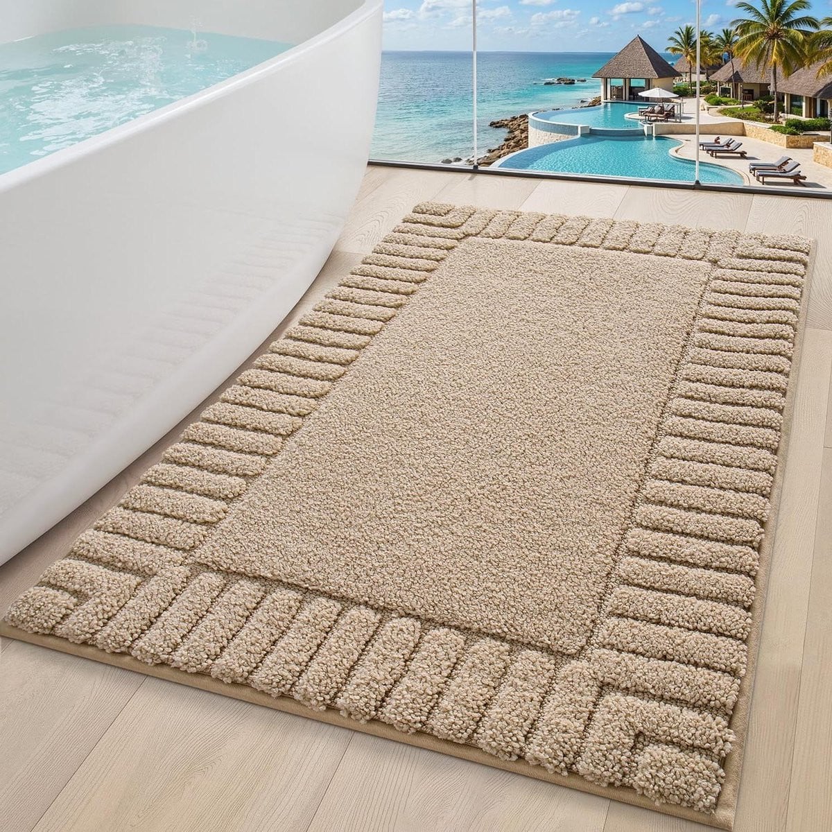 Badmat Douchemat Badkamer Comfort Beige 60 x 110 cm