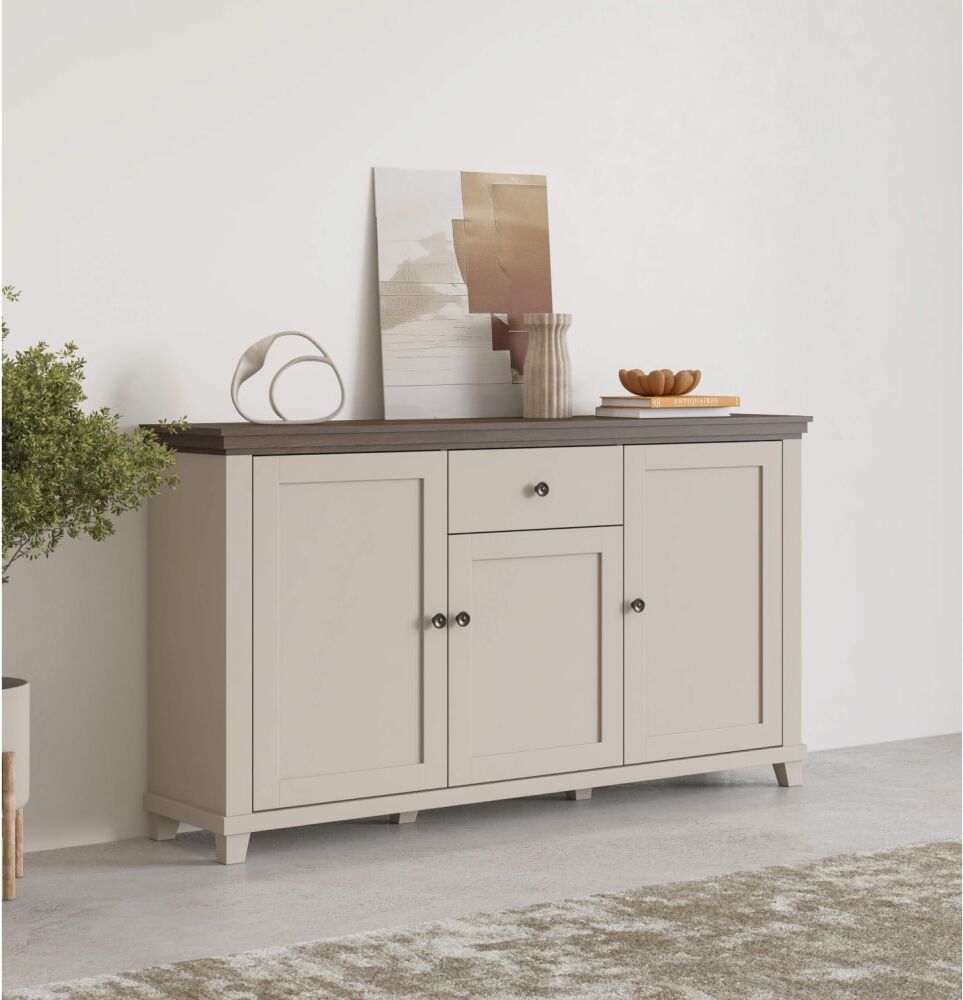 Usinestreet Buffet volterra avec 3 portes et 1 tiroir Blanc 160x93x42cm