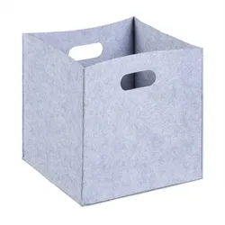 Relaxdays 10x Quadratischer Filzkorb, grau Grau