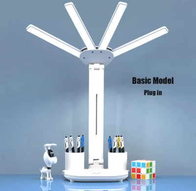 Inspire Essentials Multifunction LED Desk Lamp With Fan Clock And USB Charging Folding Table Light e