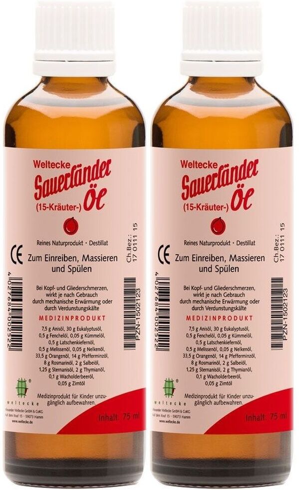 Weltecke Sauerländer 15 Kräuter Öl 2x 2x75 ml