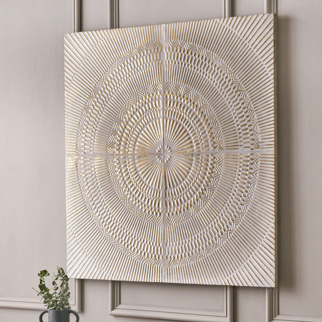 Latitude Vive Boho Abstract Wall Decor on Metal Gold 100cm H X 100cm W