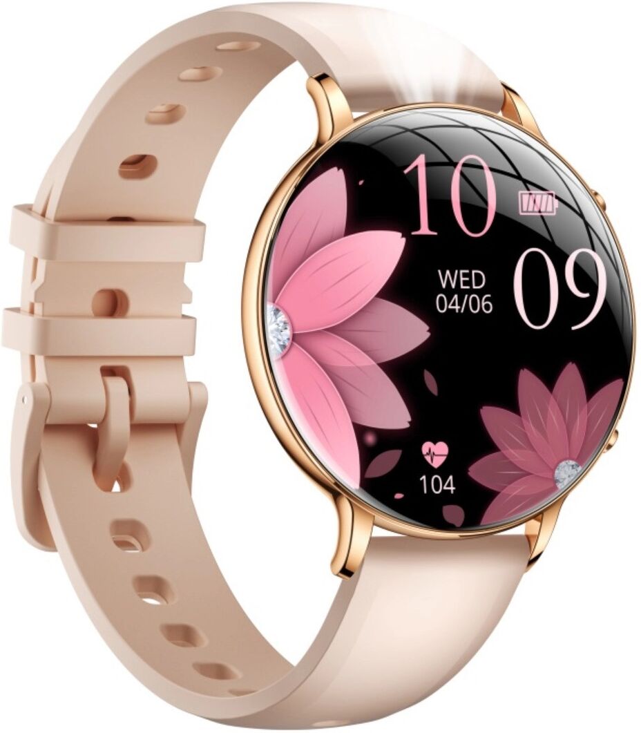 INF Smartwatch mit 1.32inch AMOLED, Fitness-Tracking, Bluetooth 5.4, IP68, 240mAh Akku – kompatibel mit Da Fit-App Rosa