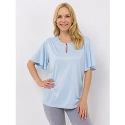 JERYMOOD HOMEWEAR Shirt, 1/2-Arm Mikrofaser Dekofalten Keyhole-Detail