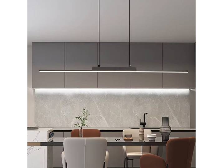 Nordique italien minimaliste Restaurant lustre moderne minimaliste Studio un mot longue Table à manger Design Bar lustre