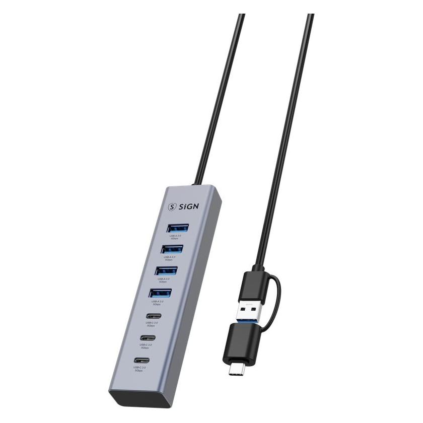 SIGN SiGN 7-in-1 USB-Hub 4x USB-A / 3x USB-C, 1,2 m (7 Ports) (SN-HUB436)