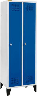 Schäfer Shop Genius Kleiderspind mit Füßen, 2 Abteile, 300 mm Abteilbreite, Sicherheitsdrehriegelverschluss, enzianblau