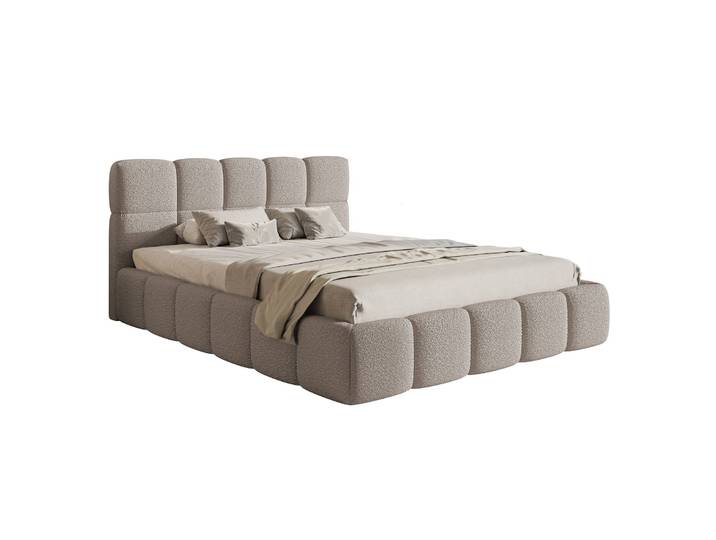 Gepolstertes Bett 200x200 cm Cloudy hellgrauer Bouclé