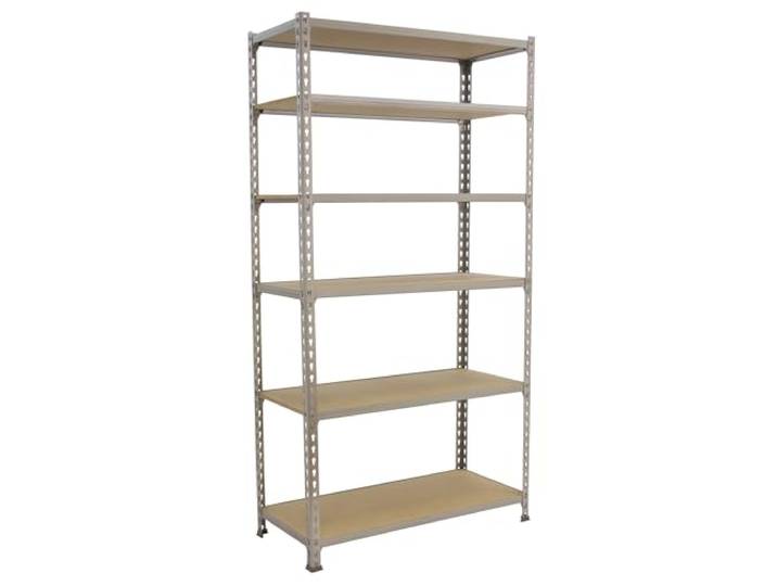 Simon Rack Metallregal 2500x1100x500 mm - Maderclick 6 Höhen, Holzablage, Biegepunkt 200 kg, Korrosionsschutzlackierung, Klicksystem-Montage, Verzinkt