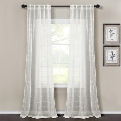 Lush Decor Farmhouse Textured Back Tab Rod Pocket Sheer Window Curtain Panels Set
