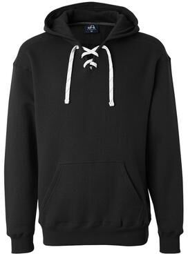J America JA8830 Men's Sport Lace Hooded Sweatshirt in Black size 2XS   Ringspun Cotton 8830