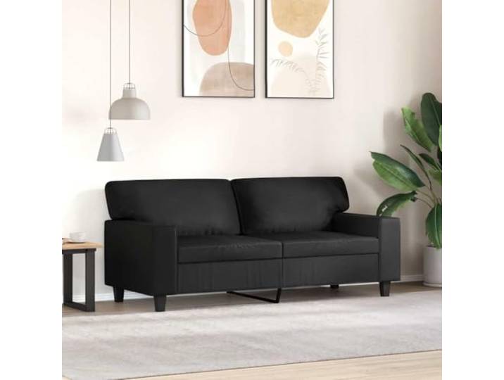 KTHLBRH 2-Sitzer-Sofa, schwarz, 140 cm, Kunstleder Robuster Metallrahmen, Schaumstoffpolsterung, modernes Design, leicht zu reinigen