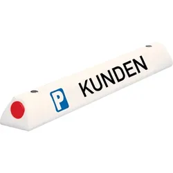 Dreifke® Parkplatzbegrenzung KUNDEN, mit 2 roten Reflektoren, weiß, 450x100x90mm