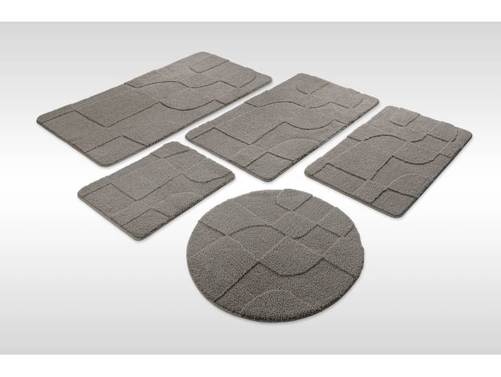 Badematte WECON HOME Davie , grau (basalt grau), H:25mm, Polyester, Badematten, Badematte, Badteppich, Hoch-Tief-Effekt, weich, rutschhemmend, waschbar, getuftet
