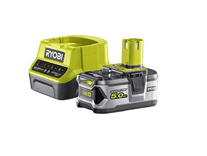 RYOBI Pack 18V One+ Batterie 5\,0 Ah et Chargeur Rapide RC18120-150 Cellules haute capacité\, longue autonomie pour outils gourmands\, plus de 200 machines de bricolage et de jardinage ONE+