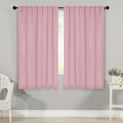 Superior Solid 2-Piece Room Darkening Curtain Set, Rod Pocket Backtab Header Window Drapes