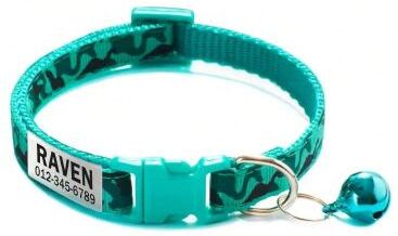 Uplift Essentials Personalized Camouflage Cat Collar With Custom ID Tag & Safety Bell light Green
