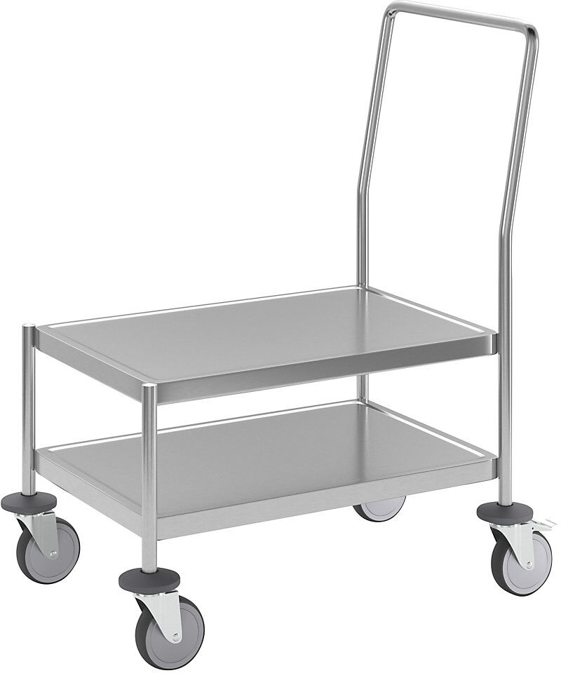 Edelstahl-Plattformwagen, 2 Ladeflächen, Tragfähigkeit 200 kg Kongamek