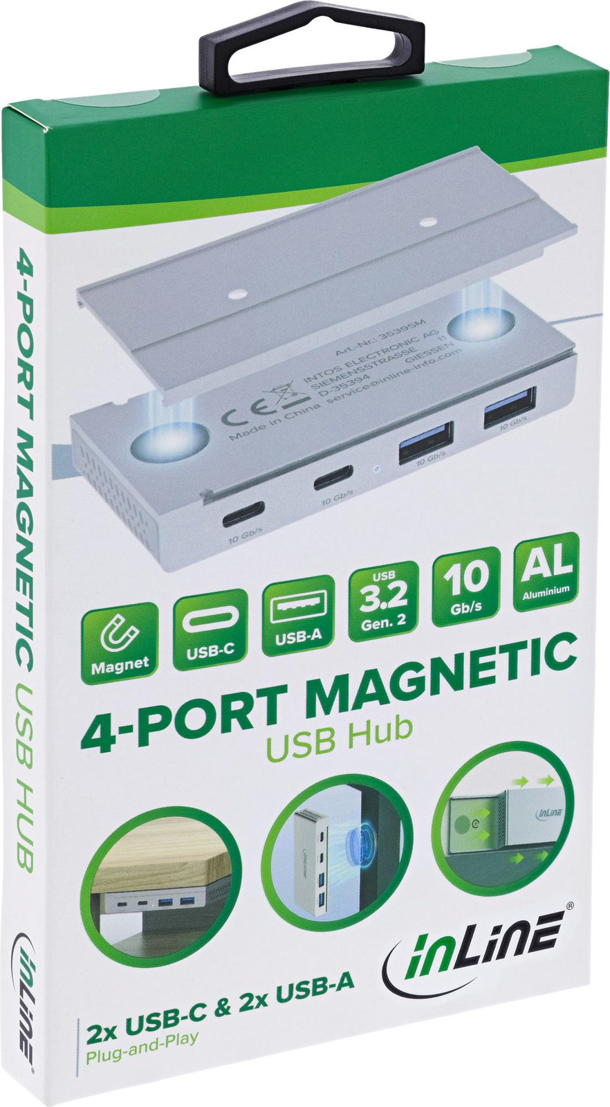 InLine 35395M USB Type-C naar USB Type-C en USB Type-A Adapter, 10000 Mbit/s, Zilver