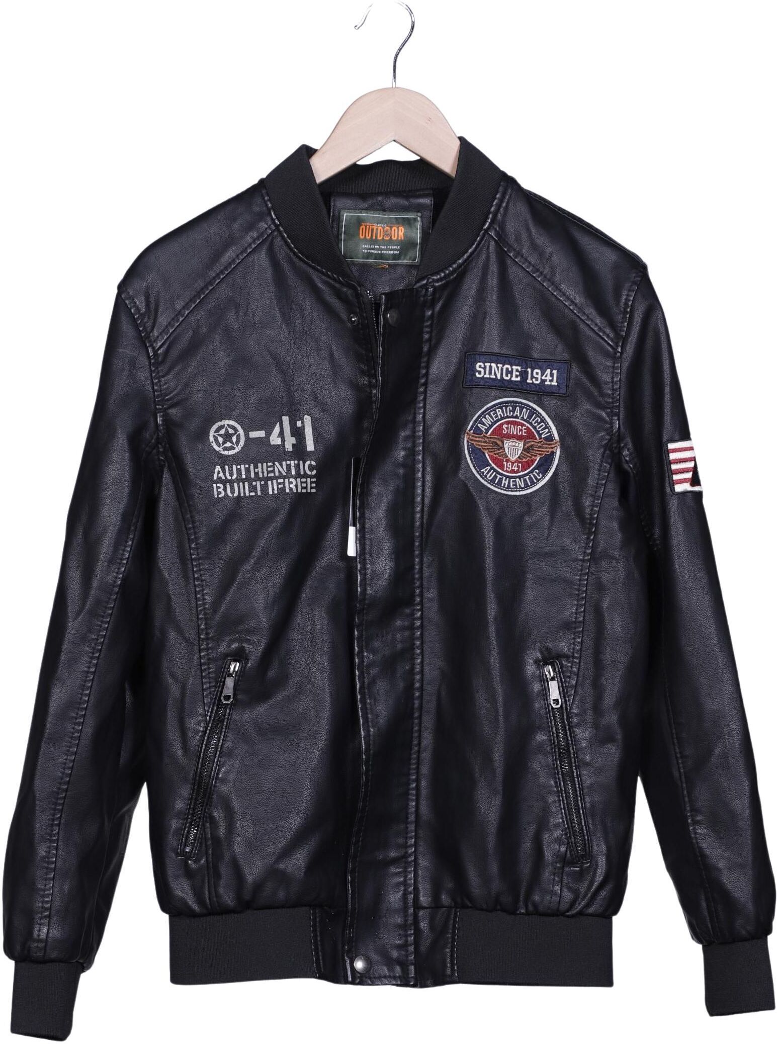 Outdoor Voices Herren Jacke, Schwarz, Gr. L, Kunstleder - Second Hand