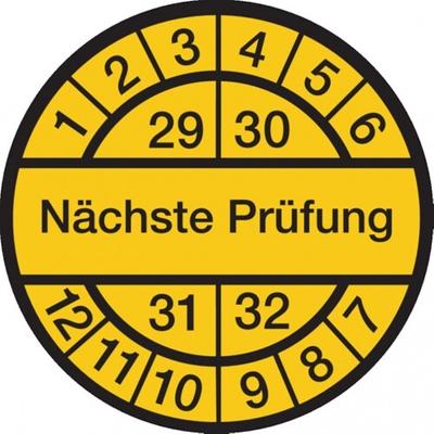 König Werbeanlagen Dreifke® Prüfplakette Nächste Prüfung ab 29 gelb/schwarz - 30 mm Folie selbstklebend