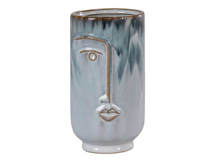 Vase Vase, Hellblau, Keramik, zylindrisch, 17 cm, handgemacht, Dekoration, Vasen, Keramikvasen