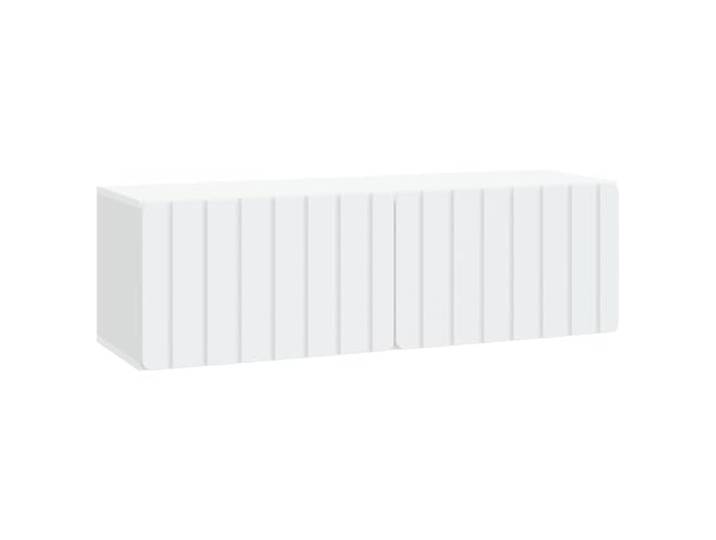 Kaorsrow Wandmontierter TV-Schrank Weiß 98x31x30 cm Lowboard Hängeboard Platzsparendes Lowboard für Wohnzimmer & Schlafzimmer: 2 Klapptüren mit 90°-Öffnung, 60 kg Belastbarkeit, pflegeleicht.