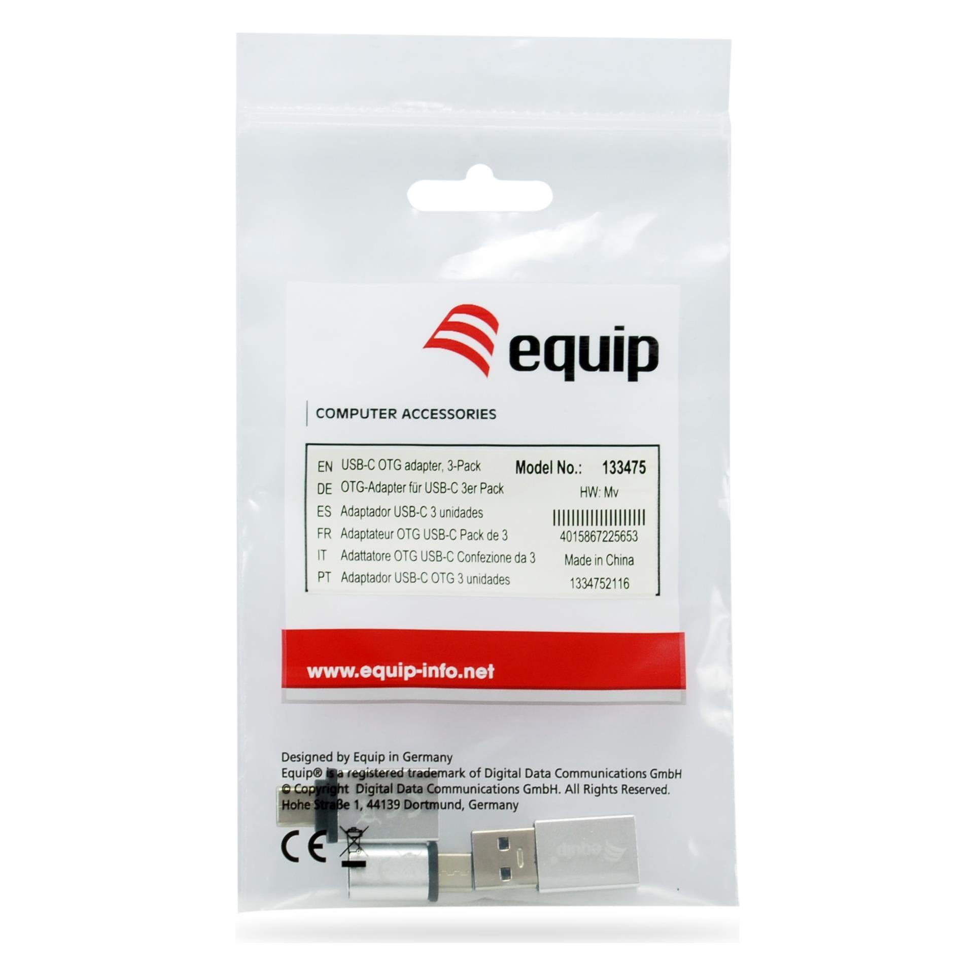 equip OTG-Adapter 3-er Pack (USB-A, USB-C, Micro USB, USB-A, USB-C) (133475)