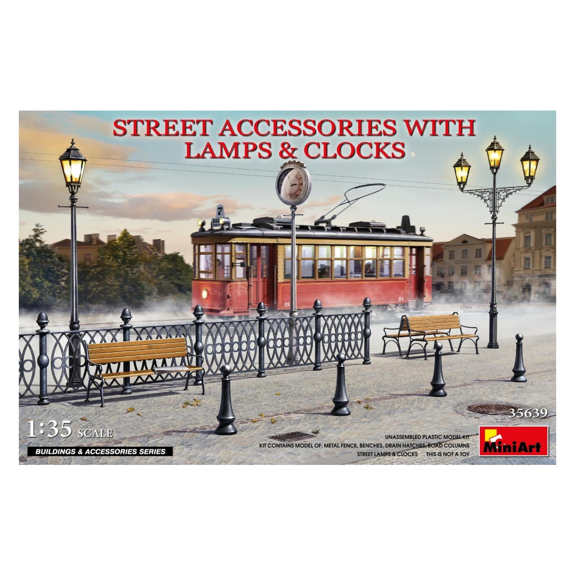 Mini art Street Accessories With Lamps & Clocks (35639)