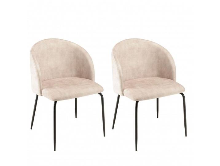 MACABANE TOM - Lot de 2 chaises dossier enveloppant tissu velours beige