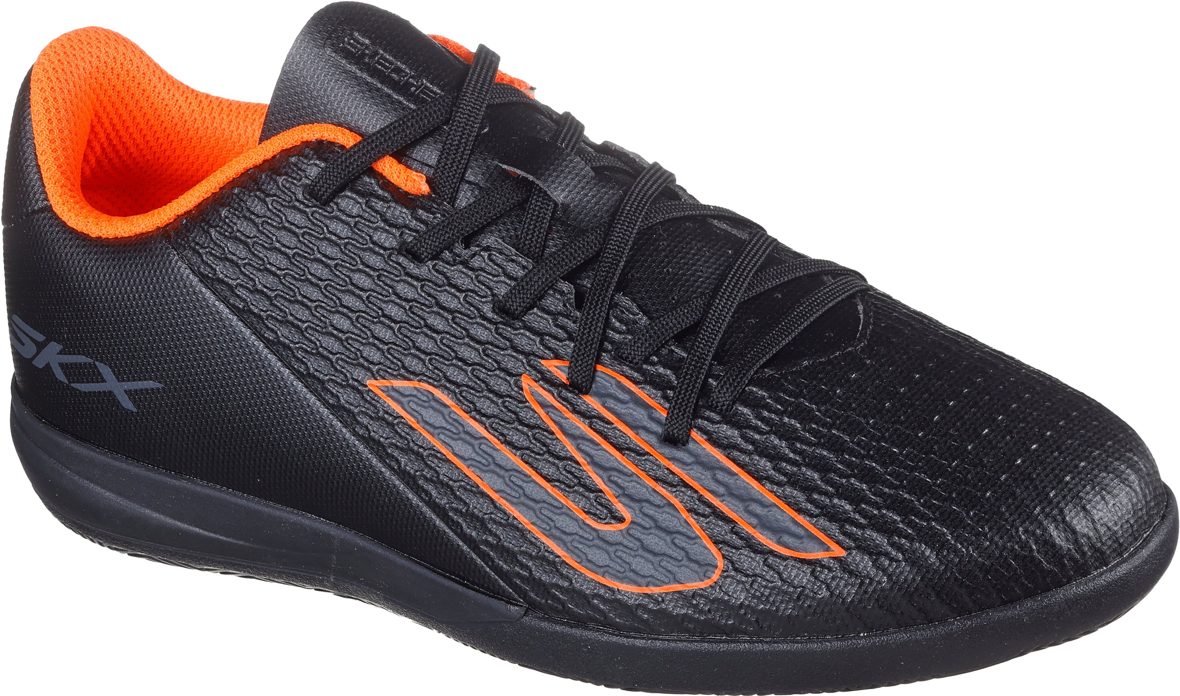 Fussballschuh SKECHERS "JR CRIB IC, Skechers Skx_2 Jr Td Ic", Jungen, Gr. 30, schwarz (bkor schwarz), Schuhe Fussballschuh, Indoor Court Schuh für eine optimale und präzise Ballkontrolle bkor schwarz 30