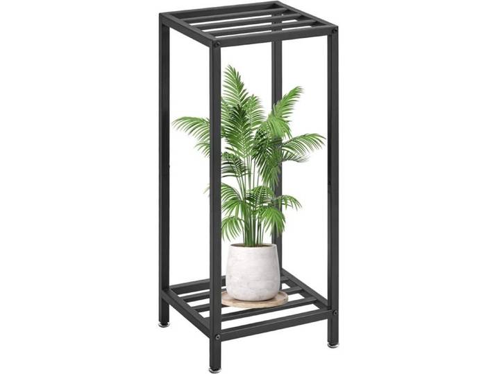 Support Plantes 2 Étagères en Métal - Hauteur 76 cm - Noir pour Intérieur/Extérieur