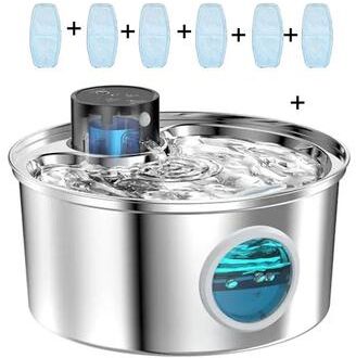 Uplift Picks Rechargeable 3 2L Stainless Steel Cat Water Fountain With Automatic Sensor For Multiple Pets water Fountain + 6 Chips
