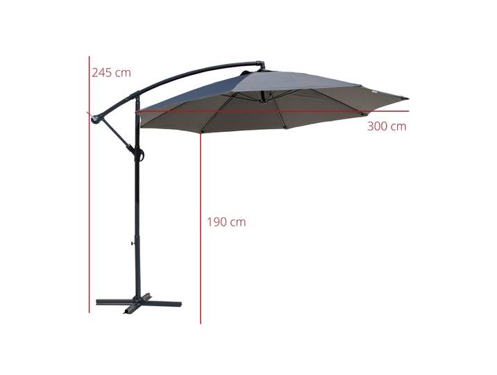Rebecca Mobili Sonnenschirm mit dezentralem Mast, 3x3 m, Stahl und Polyester, grau