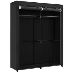 Songmics Kleiderschrank mit Stoffüberzug 140 x 43 x 174 cm schwarz, 43x174x140 cm