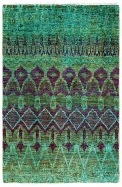 Overton "Contemporary Overdyed Wool Hand Knotted Area Rug - 4' 1"" x 6' 1"""