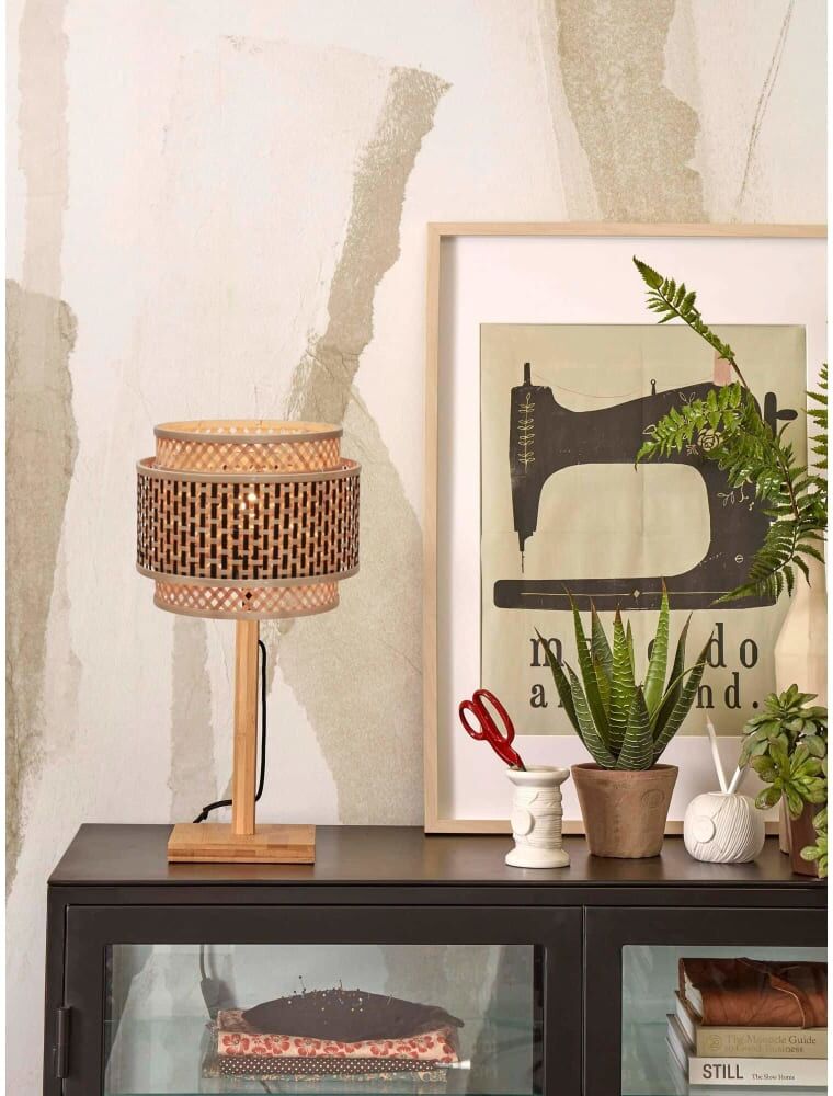Good & Mojo Lampe de table bambou brun ø25cm Marron 22x40x22cm