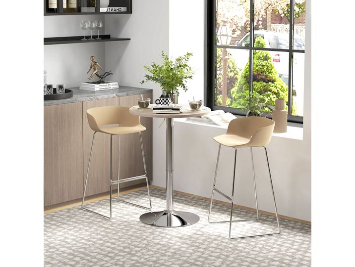HOMCOM Table Bar Ronde Haute Pivotante Réglable Naturel Gris