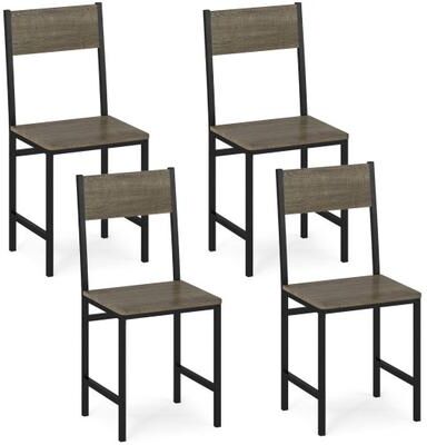 Costway Set of 4 Dining Chairs with Metal Legs and Slanted Back-Gray