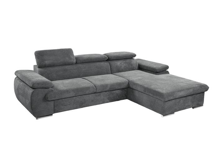 Ecksofa anthrazit Cord Schlaffunktion Bettkasten 284 x 196 cm - CINDY
