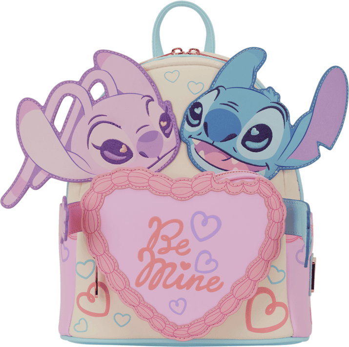 Loungefly Disney Lilo ; Stitch 'Be Mine' Mini Backpack - Premium Vegan-Faux Leather, Official Disney Licensed